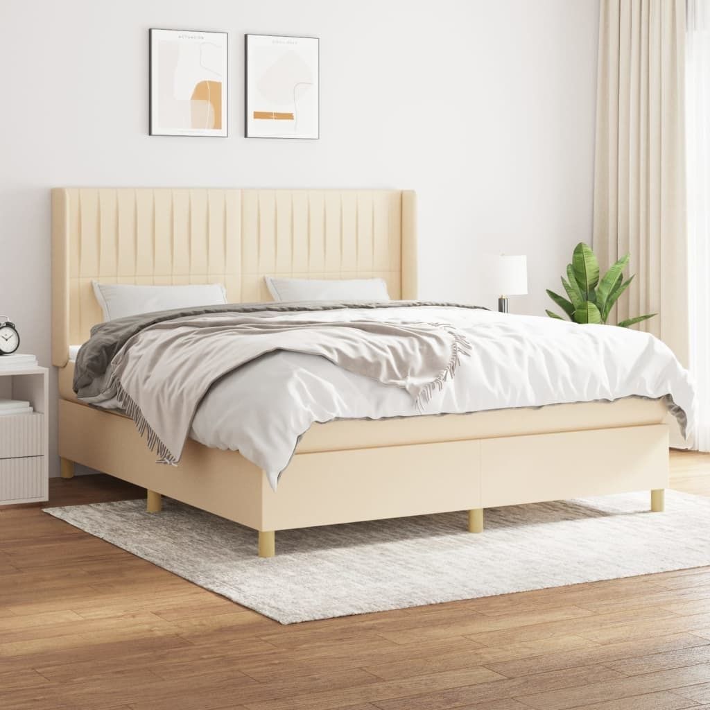CLORIS Boxspringbett - mit Matratze - Creme 160x200 cm Stoff - Klassische Betten LL0000172507
