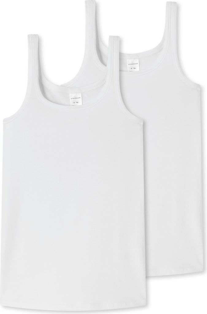Schiesser 2er Pack Teens Girls 95/5 Organic Baumwolle Unterhemd / Top Arm- und Halsausschnitt mit Einfass, Breite Träger für hohen Tragekomfort, ...