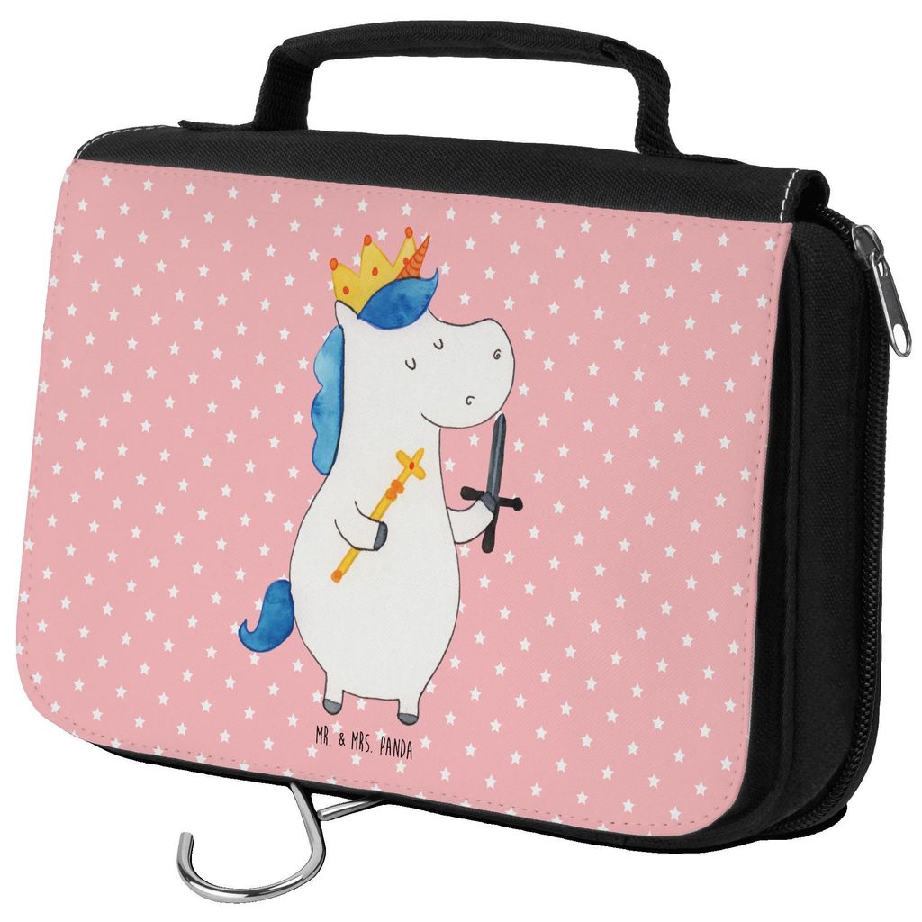 Mr. & Mrs. Panda kosmetiktäschchen Einhorn König mit Schwert - Rot Pastell - Geschenk, Unicorn, Mittelalter, Kulturbeutel, badtasche, Schminktasc...
