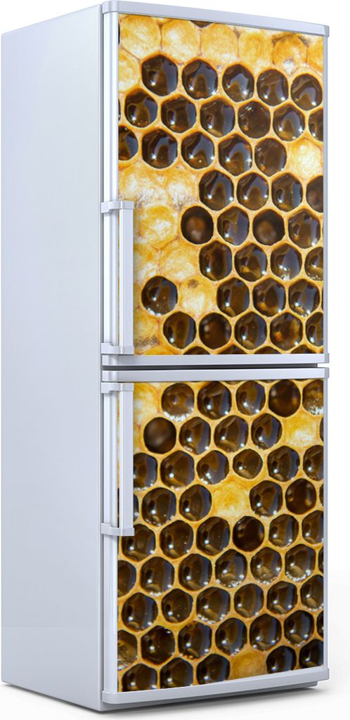 Kühlschrankdekoration 70x180 cm Aufkleber auf dem Kühlschrank - Honigwabe mit Honig