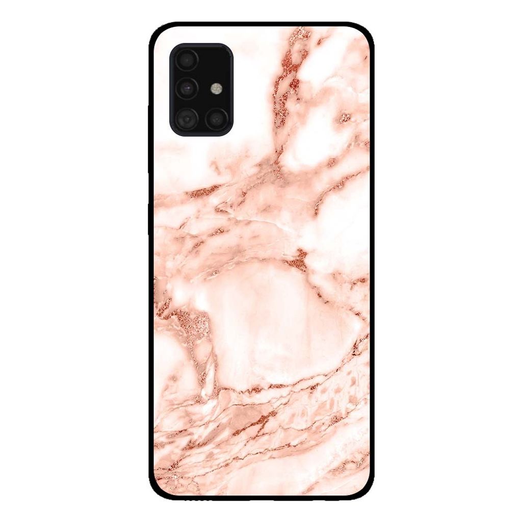 Smartphonica Handytasche für Samsung Galaxy A51 5G Marmor-Look - Rückseite Abdeckung Marmor Fall - White Rose Gold