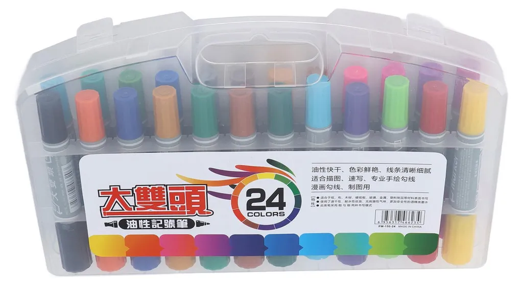 Lot de 24 Feutres pour Tableau Blanc à Pointe Double et Encre Lavable