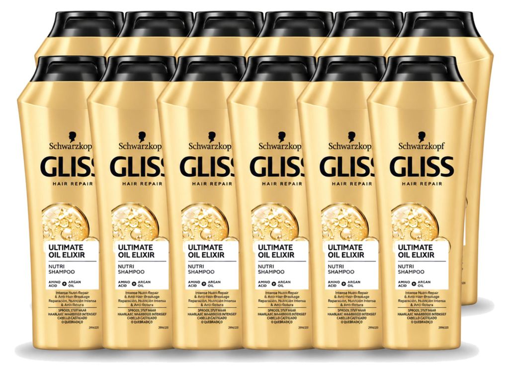 12 x Gliss Kur Ultimate Oil Elixir Shampoo - 250 ml - Productafbeelding 