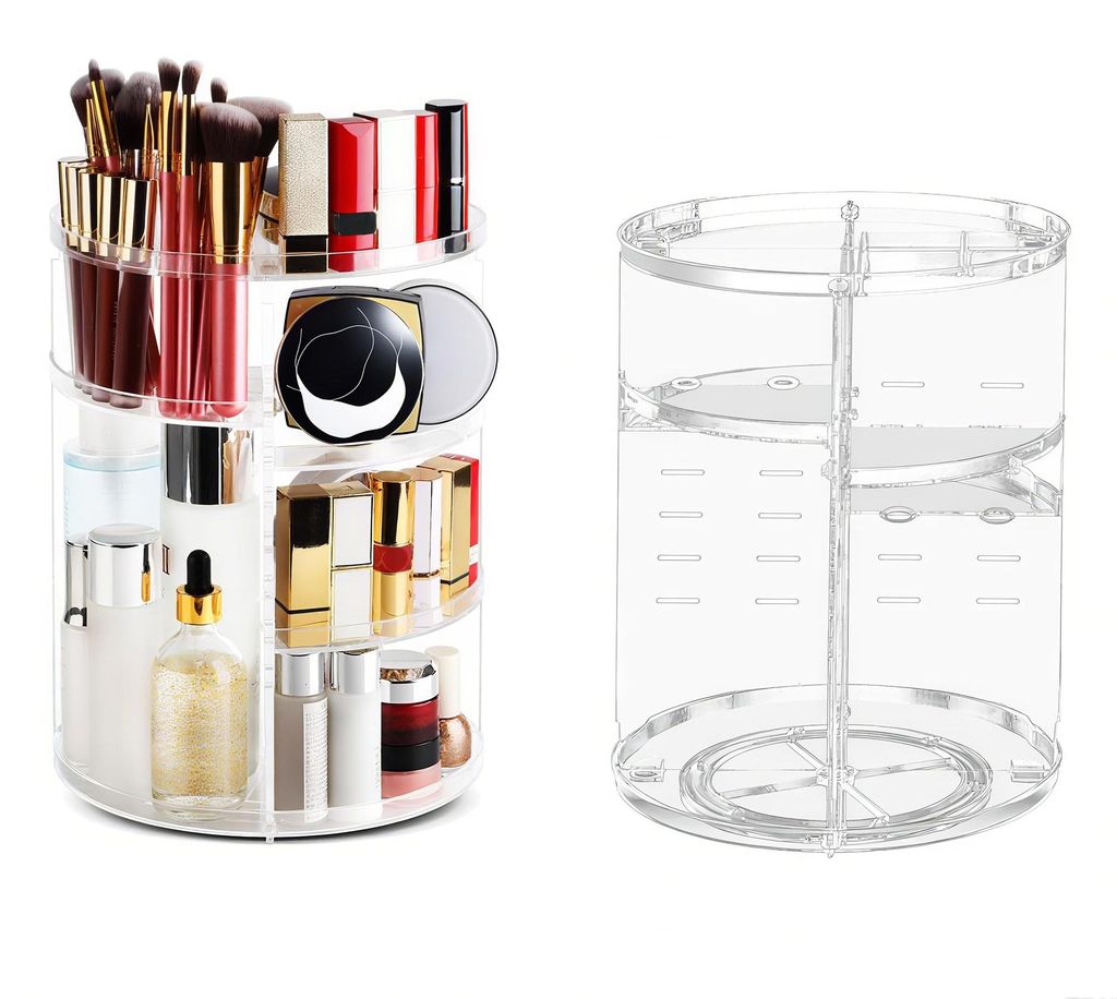 Make-up-Organizer, 360° drehbar, transparenter Kosmetik-Organizer, drehbare Make-up-Aufbewahrungsbox für Kommode, Schlafzimmer und Badezimmer (tr...