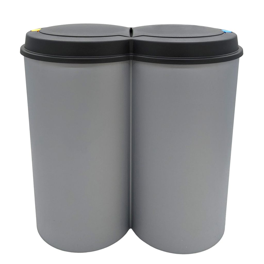 Abfalleimer 2x25 Liter Duo Bin - Farbe: grau mit schwarzem Produktbild 