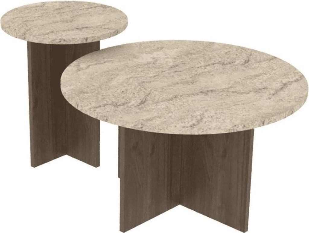 CALICOSY -  Set aus 2 Couchtischen mit runder Tischplatte Produktbild 
