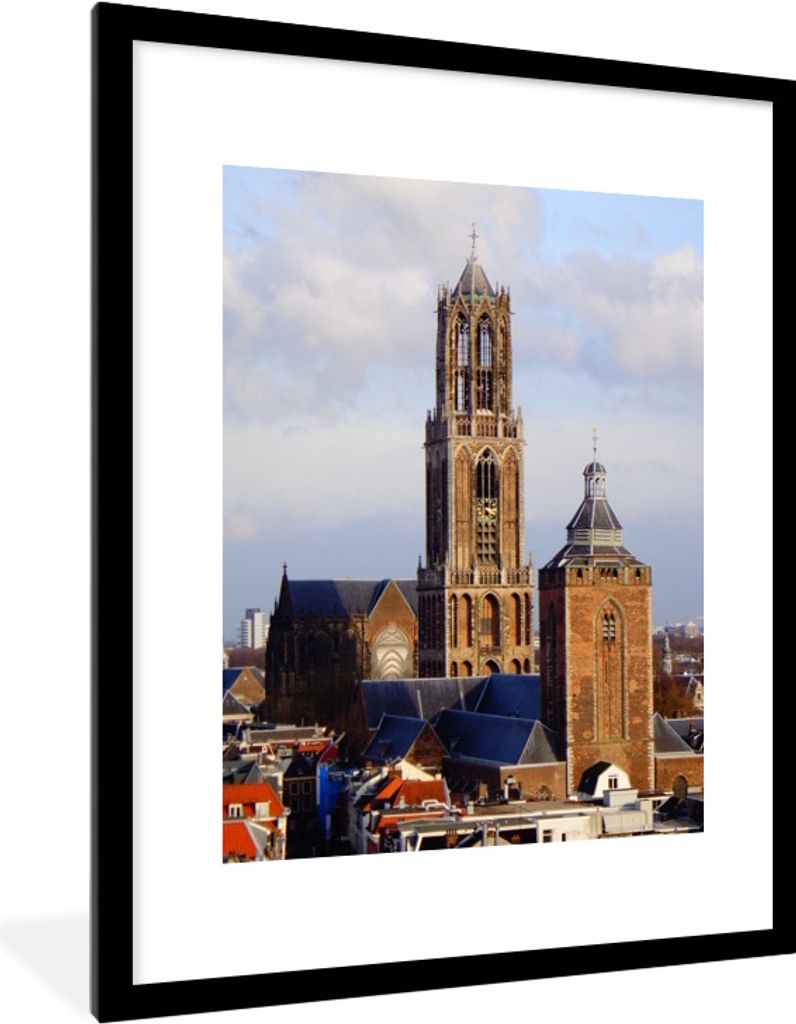 MuchoWow Gerahmtes Poster Domturm - Wolken - Utrecht 60x80 cm - Poster mit Schwarzem Bilderrahmen Wandposter Rahmen Foto Bilder - Wohnzimmer - De...