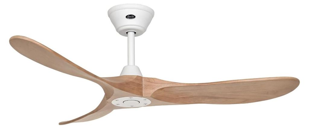 Energiespar Deckenventilator mit Fernbedienung Eco Genuino Matt Weiß / Eiche mittel 122 cm