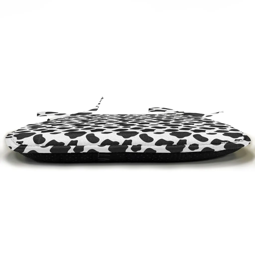 ABAKUHAUS Cuscini stampati con motivo mucca per sedie da sala da pranzo, pelle di mucca con macchie, cuscini decorativi impermeabili con cinturini per sedie da cucina, 40 cm x 40 cm - confezione da 12, bianco e nero - 3