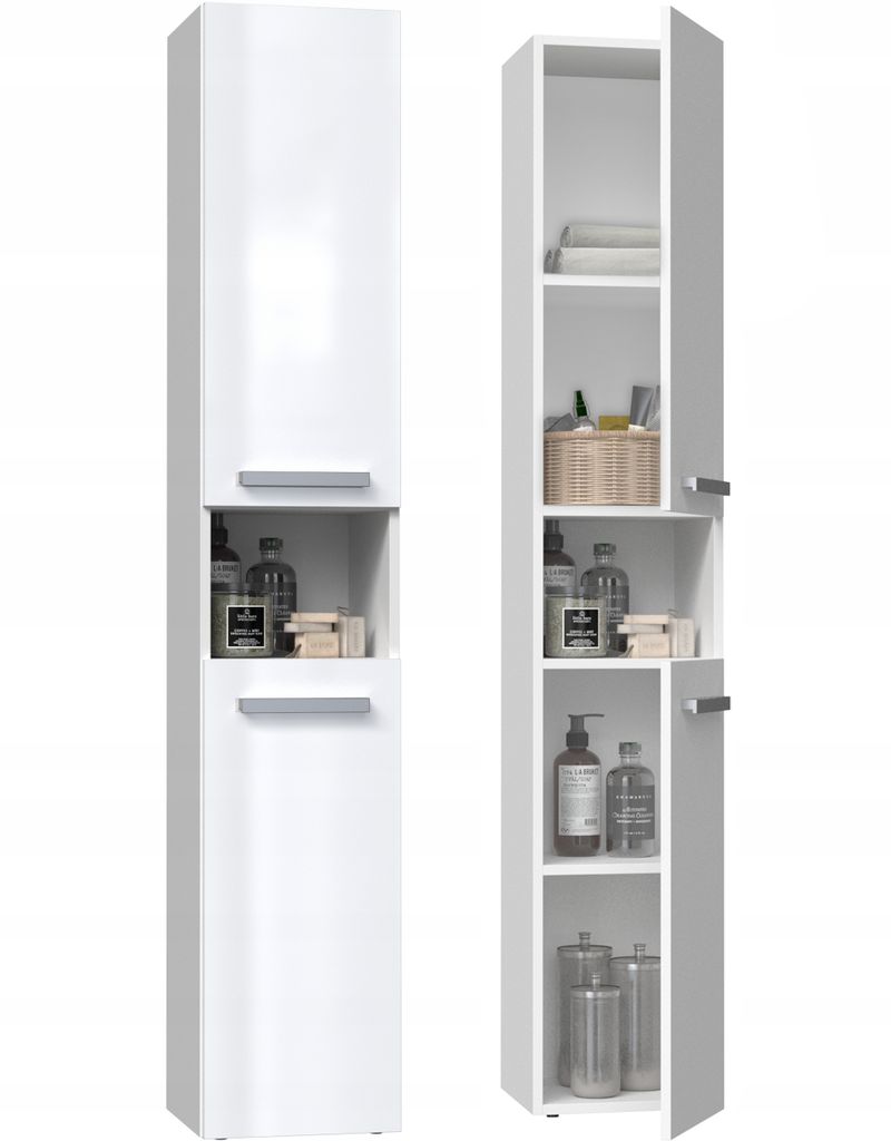 Badezimmerschrank NEL I 31x30xH174 weiß glänzend Produktbild 5