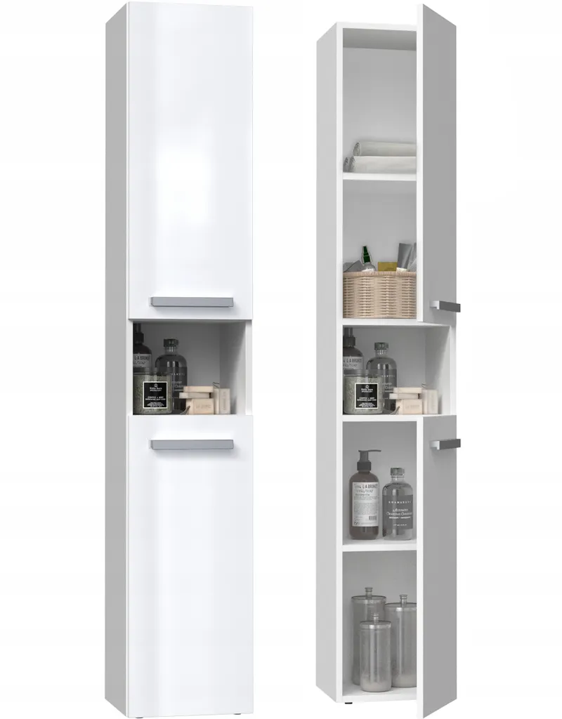 Armoire de toilette ATSO blanche brillante étagère modulable incluse - 6