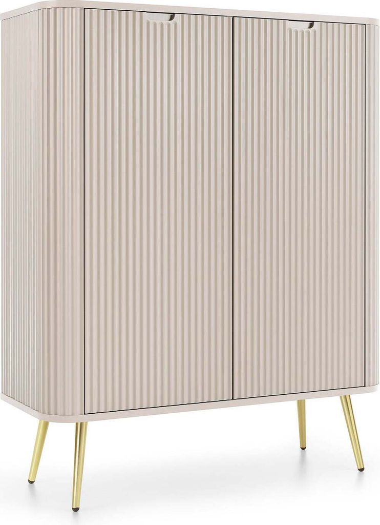 FURNLUX Anrichte Zova Beige Und Gold 103cm / Hauptfarbe: Beige / Abmessungen: 103 x 129 x 39 cm