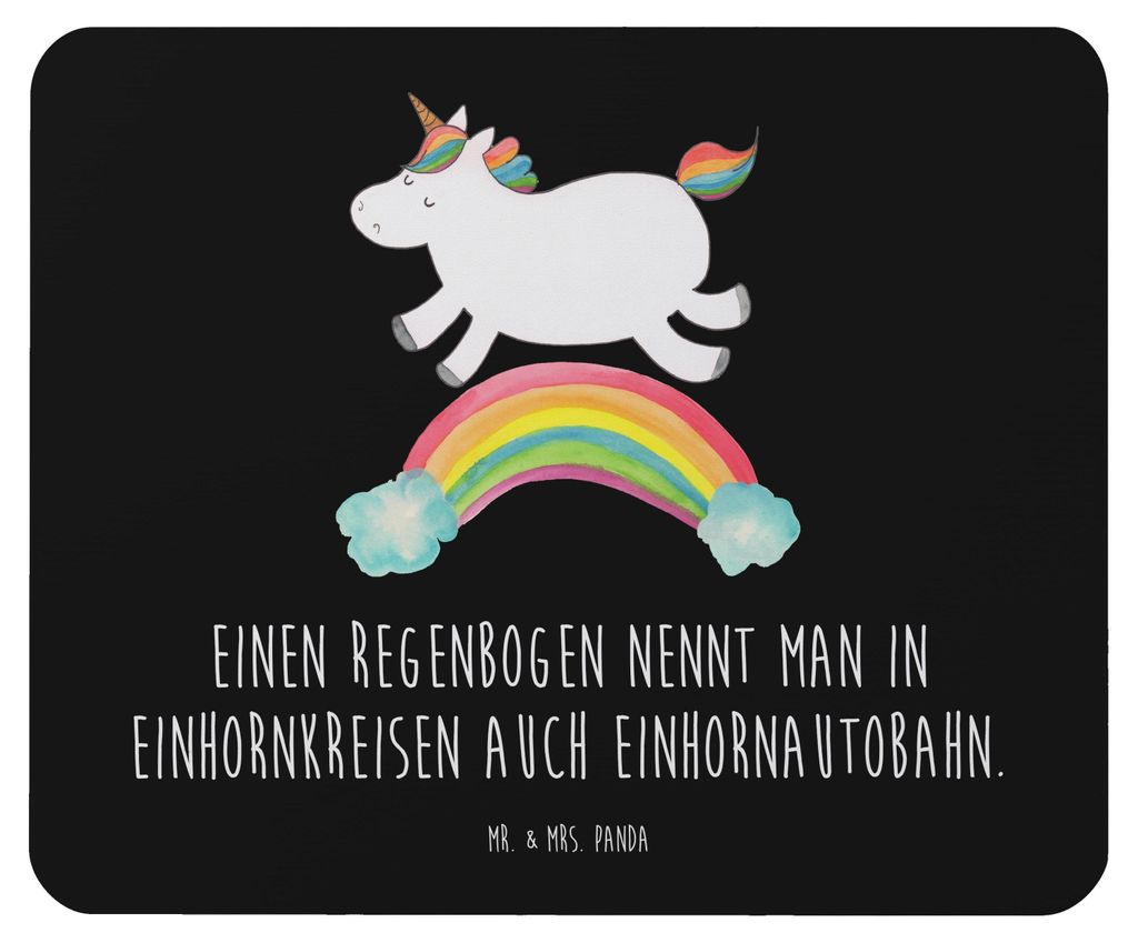 Mr. & Mrs. Panda mauspad pc Einhorn Regenbogen - Schwarz - Geschenk, Einhornpower, laptop mousepad, Glitzer, Mouse Pad, Unicorn, mausunterlage, Erw...