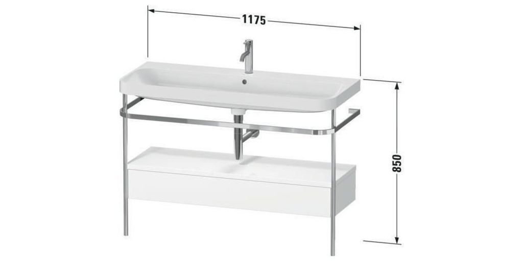 Duravit Happy D.2 Plus c-shaped Set mit Metallkonsole und Schubkasten, 1175x490mm, Ohne Hahnloch, HP4844N84840000
