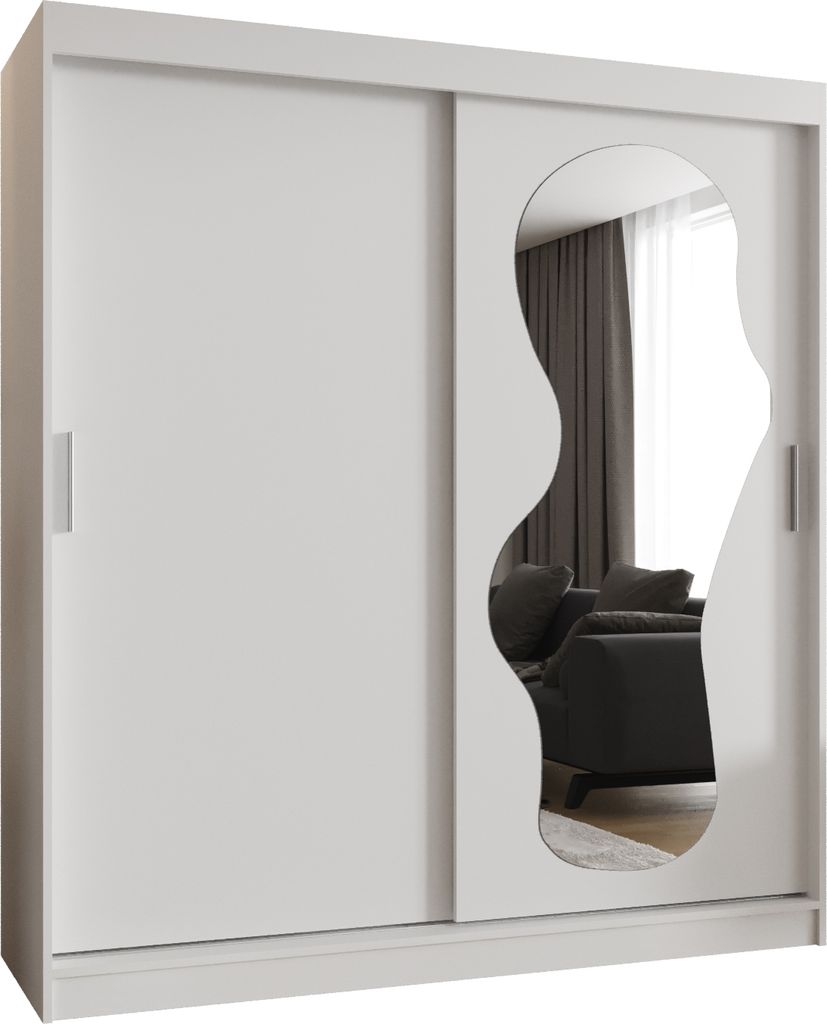 MEBLE KRYSPOL ULTRA 180 Kleiderschrank mit zwei Schiebetüren für Schlafzimmer – moderner Aufbewahrungsschrank mit Kleiderstange und Regalen –...