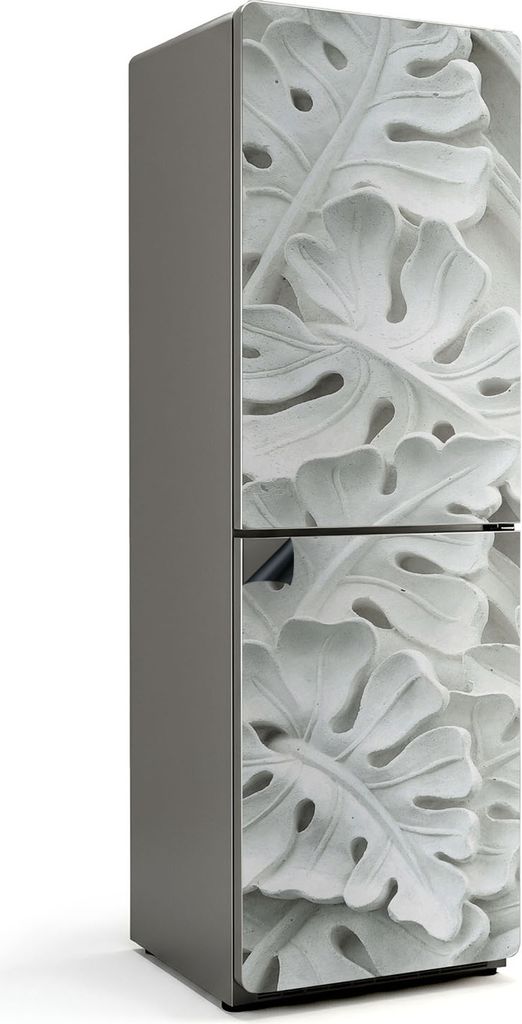 Blattmuster im Relief – Magnetische Kühlschrank Abdeckung – Dekorfolie magnetisch Küche – Kühlschrank Magnet Deko – selbstklebende Magne...