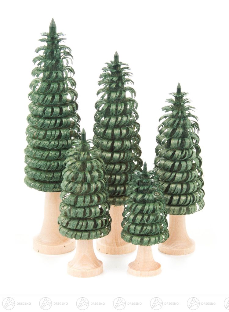Ringelbäume mit Stamm grün, 5-teilig (11cm) von Dregeno Seiffen