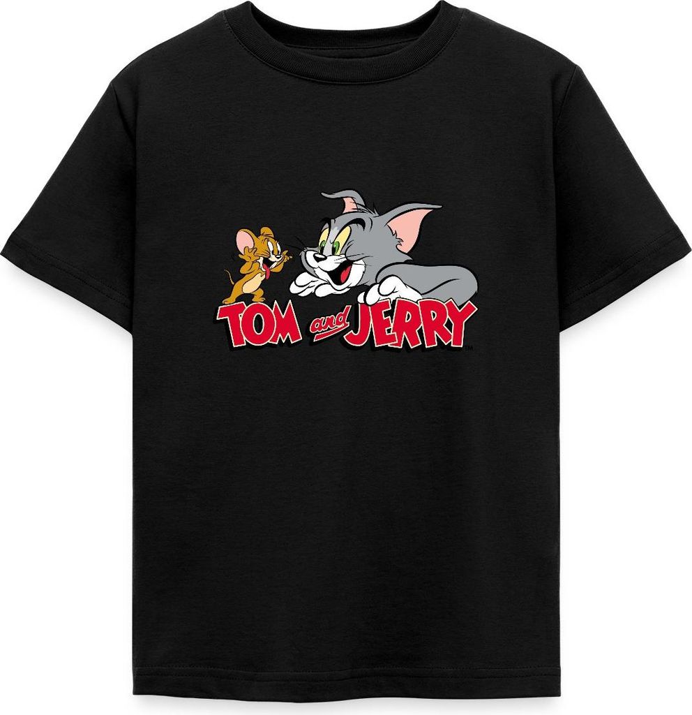 Spreadshirt Tom Und Jerry Fang Mich Doch Kinder T-Shirt, 98/104 (3-4 Jahre), Schwarz