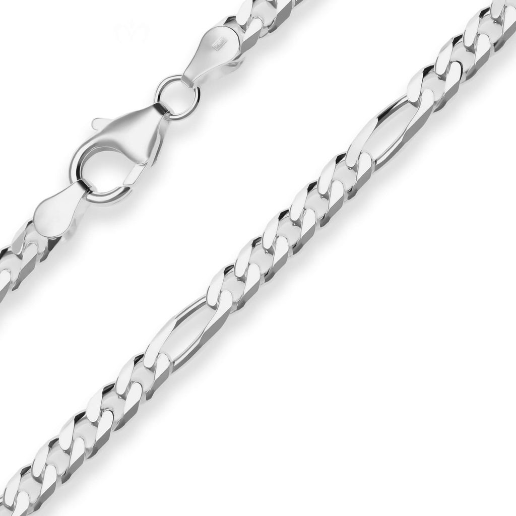 4,3mm Armband Figarokette diamantiert Armschmuck aus 925 Silber 21cm