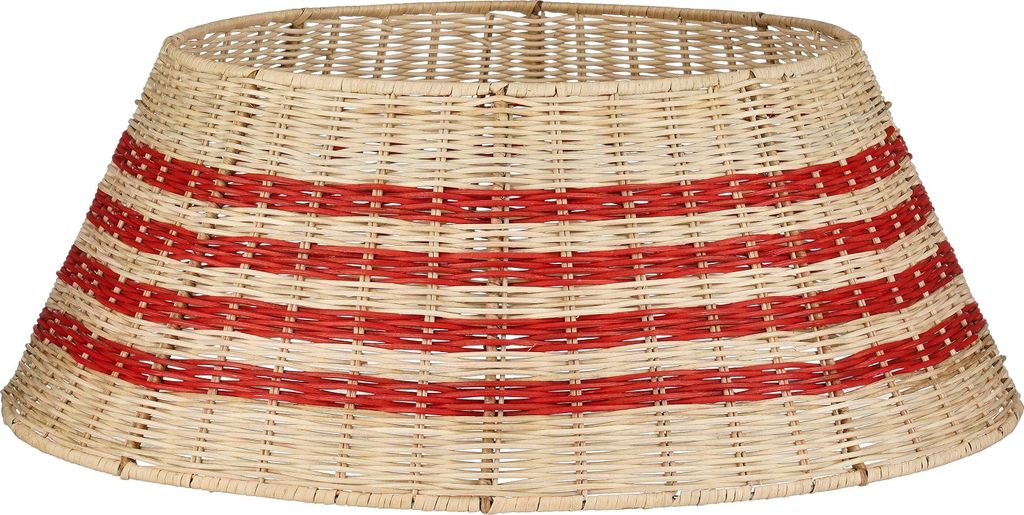 Mica Decorations Weihnachtsbaumrock - H25 x Ø60 cm - Rattan - Beige, Rot