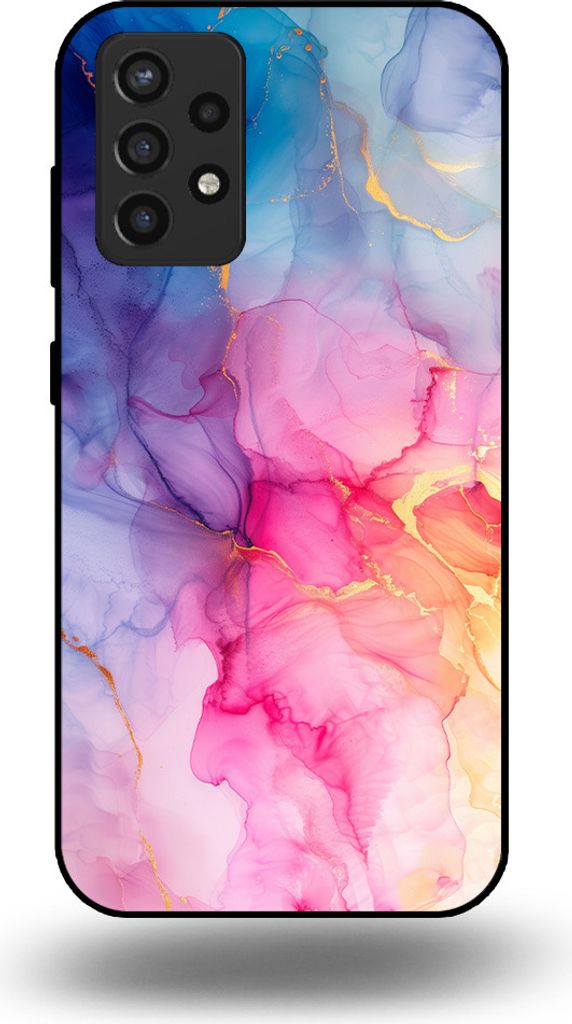 Smartphonica Handytasche passend für Samsung Galaxy A72 mit Marmordruck - TPU Rückseitenschutzhülle Marmordesign - Regenbogen