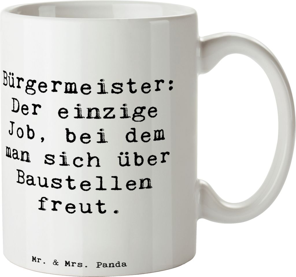 Mr. & Mrs. Panda Teetasse Spruch Bürgermeister Freude - Weiß - Geschenk, Planung, personalisierte Geschenke, Führungsposition, Beruf, Becher, Po...