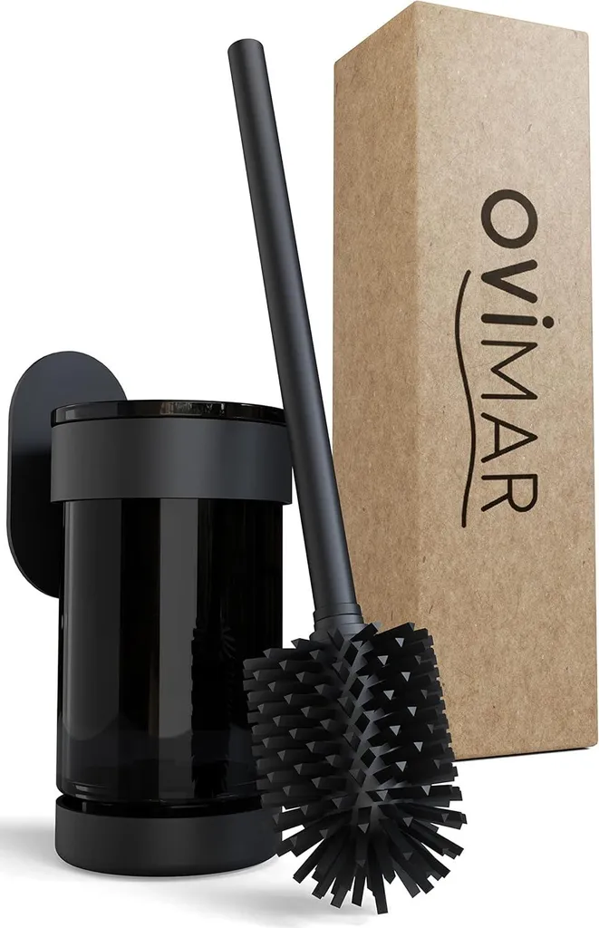 Porte-brosse WC mural noir en silicone inoxydable - Modèle Premium Loft
