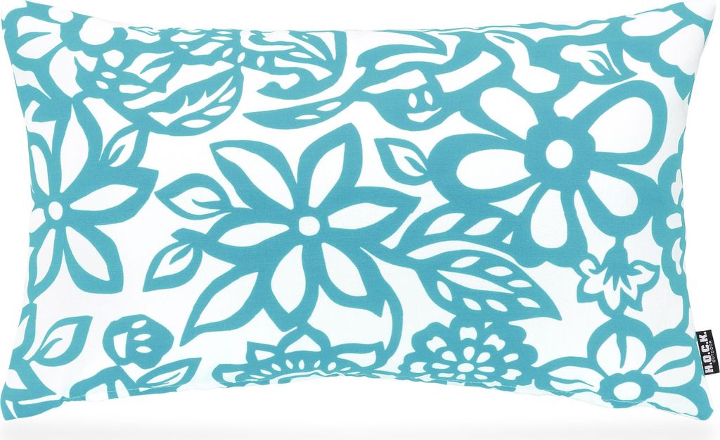 H.O.C.K. Paloma Outdoor Kissen 50x30cm floral türkis Produktbild 