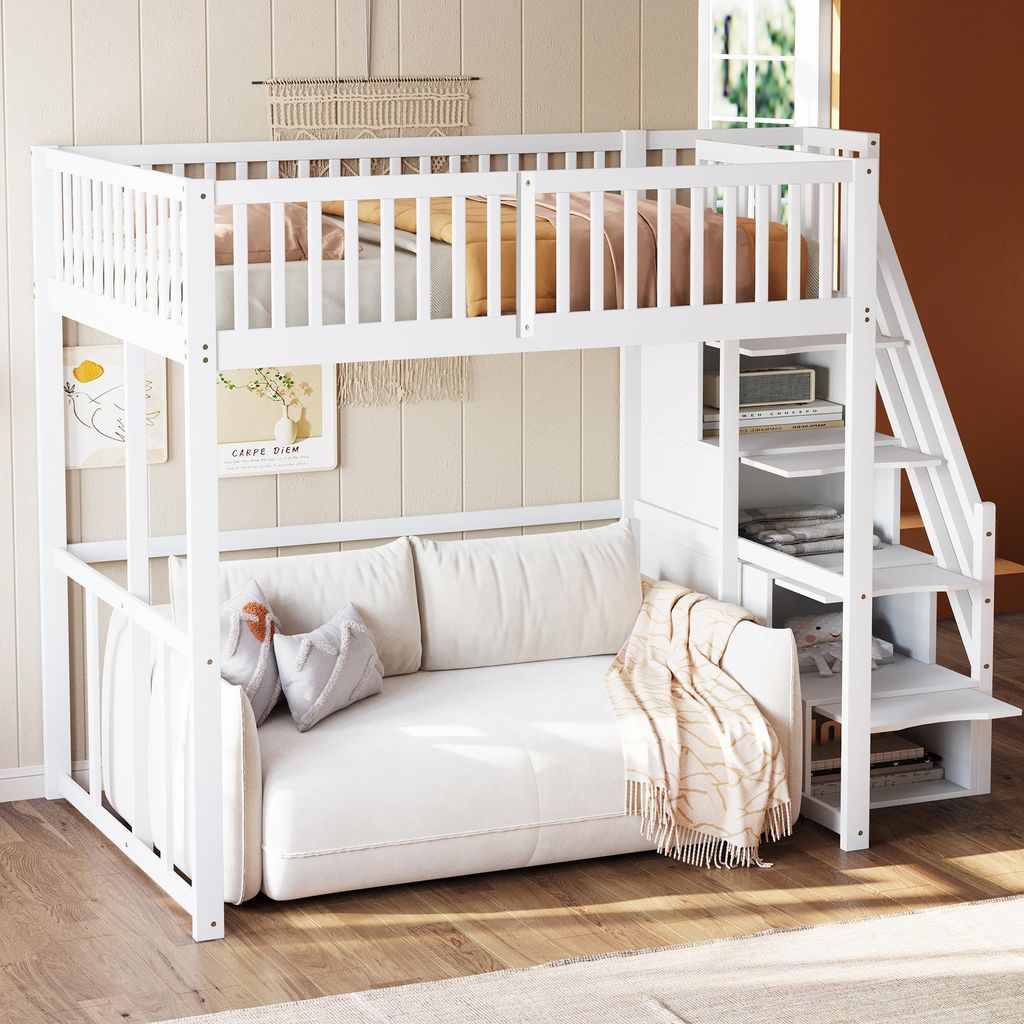 okwish Hochbett 140x200cm Jugendbett，Einzelbett mit Produktbild 