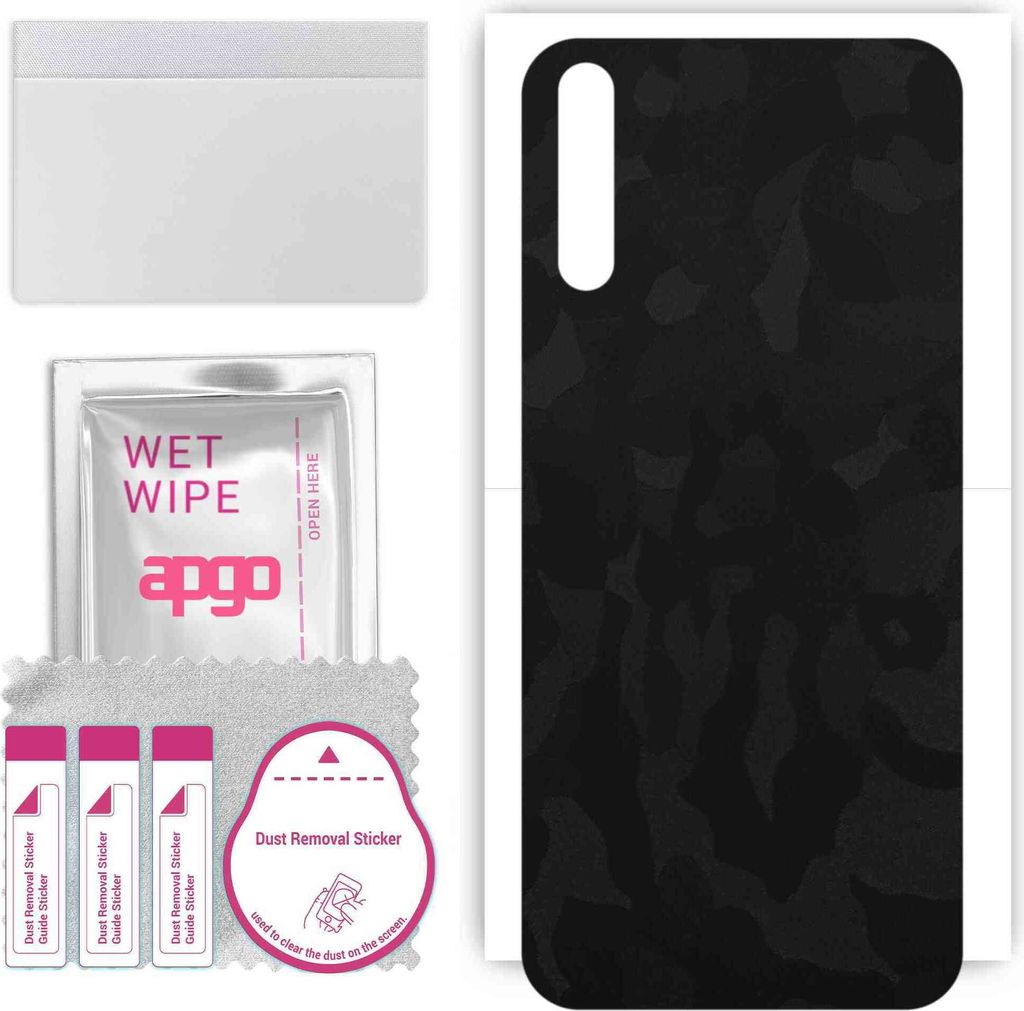 apgo Rückseite Schutzfolie, Skin, kompatibel mit Huawei Y8p, Hinten Displayschutzfolie aus Vinylfolie, kratzfest, einfache Montage - Schwarzes Tar...