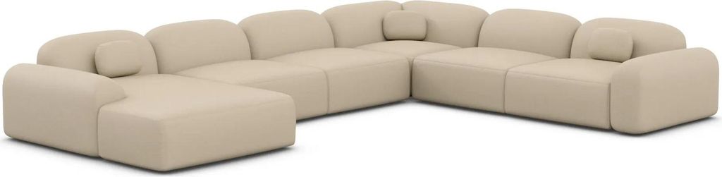 Echtleder U-Form XXL Wohnlandschaft Nuvia Beige Links