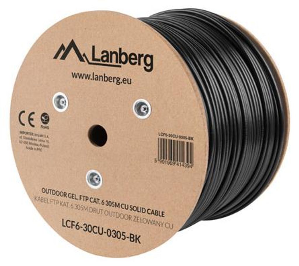 Lanberg LCF6-30CU-0305-BK, 305 m, Cat6, Schwarz Produktbild 