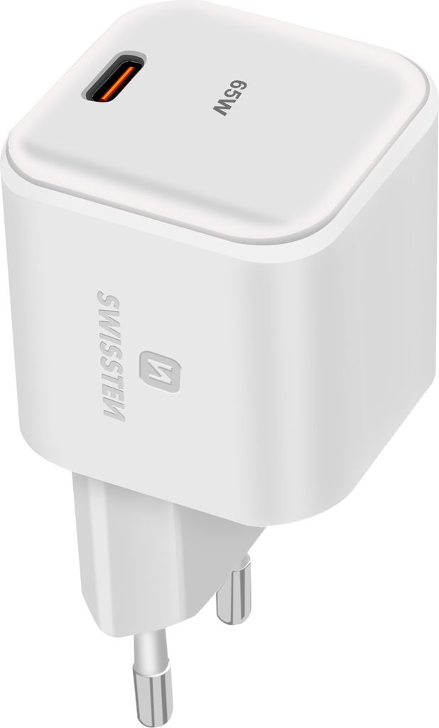 Swissten, GaN 65W USB-C Power Delivery Netzteil für MacBook iPad, Weiß