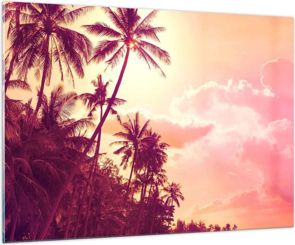 Bilder auf glas - palme dschungel - 100x70cm - Glasbilder - Wandbilder - Kunstdruck - zum Aufhängen bereit - Wanddekoration aus Glas - Glas Bilder...
