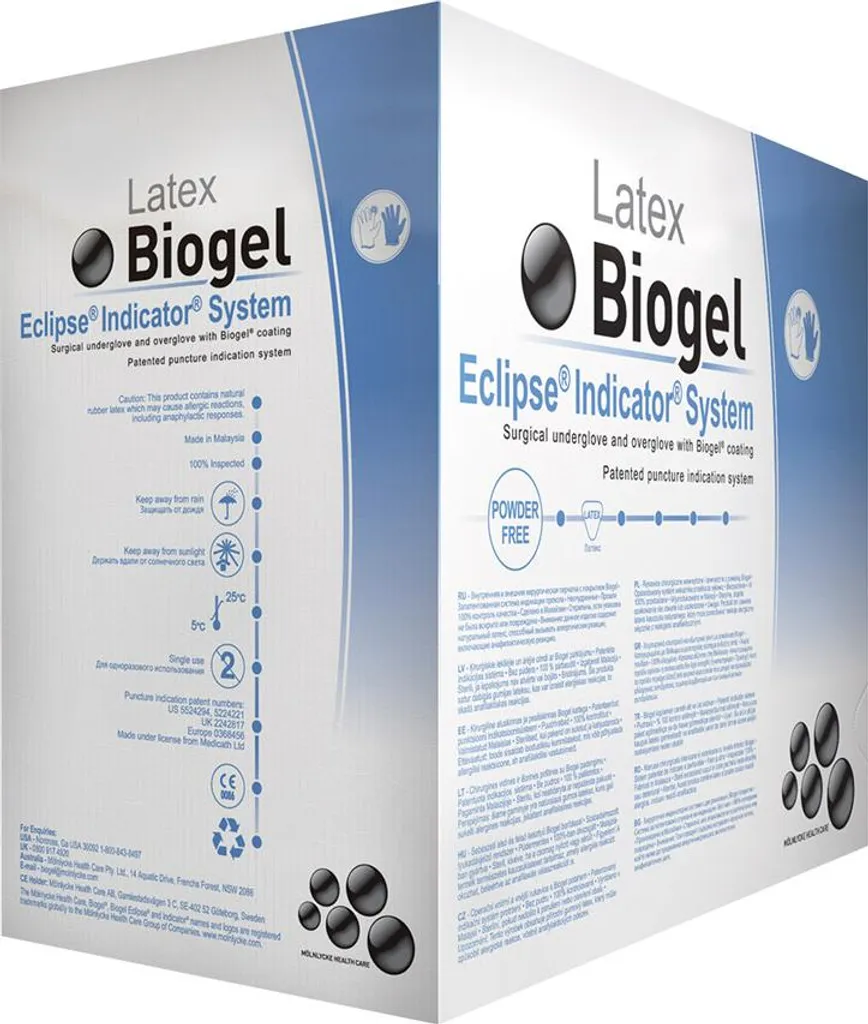 Gants Biogel Eclipse 7,5 à détection de perforation - Lot de 25 sets