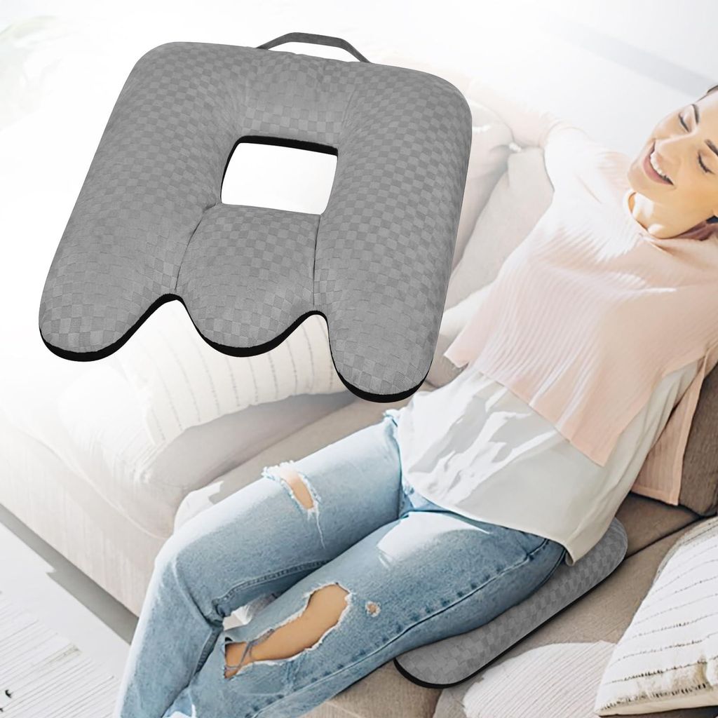 Orthopädisches Steißbeinkissen bei Wundliegen, Hämorrhoiden und zur Genesung | Atmungsaktives Sitzkissen für Bürostuhl, Auto und Rollstuhl (grau)