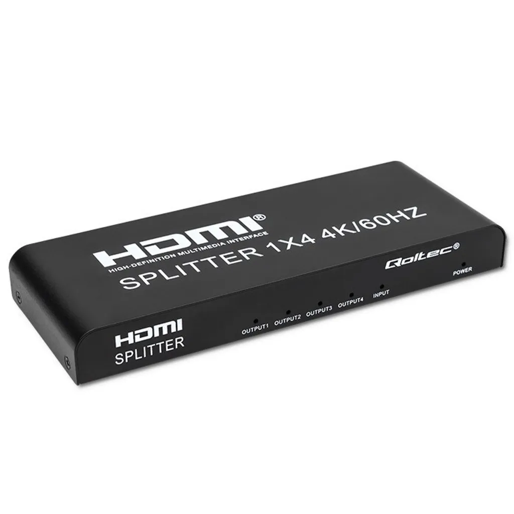 Qoltec 51799 Splitter HDMI 4 Ports 4K 60Hz - Distributeur Actif Noir