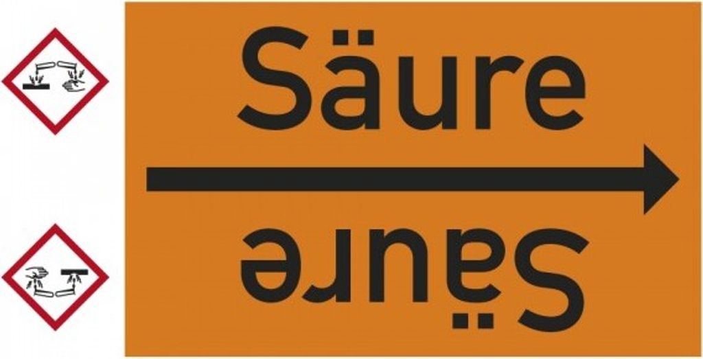 Dreifke Rohrleitungsband Säure, DIN 2403, ab Ø 15mm, orange/schwarz, 33m/Rolle