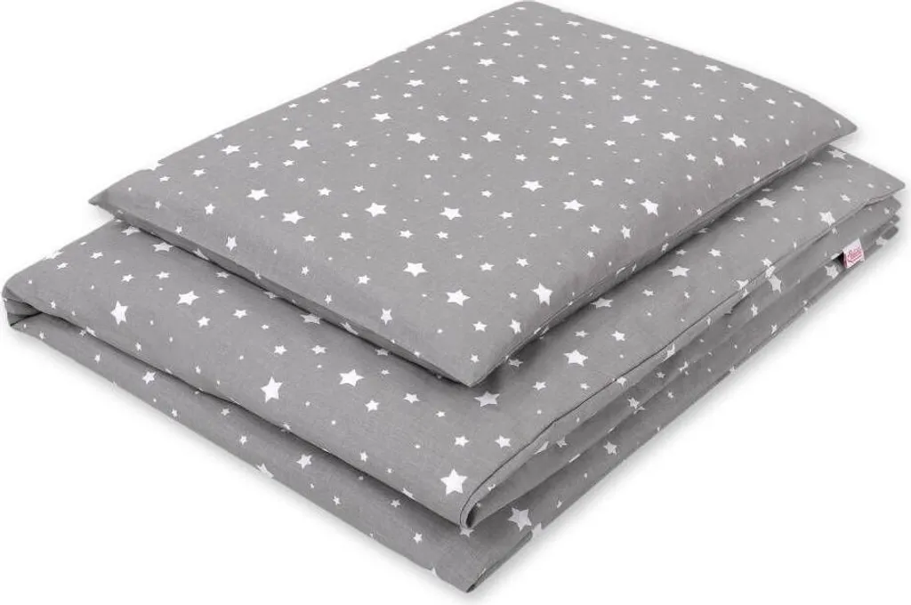 Linge de lit bébé en coton gris à motifs étoiles pour lit 135x100 cm