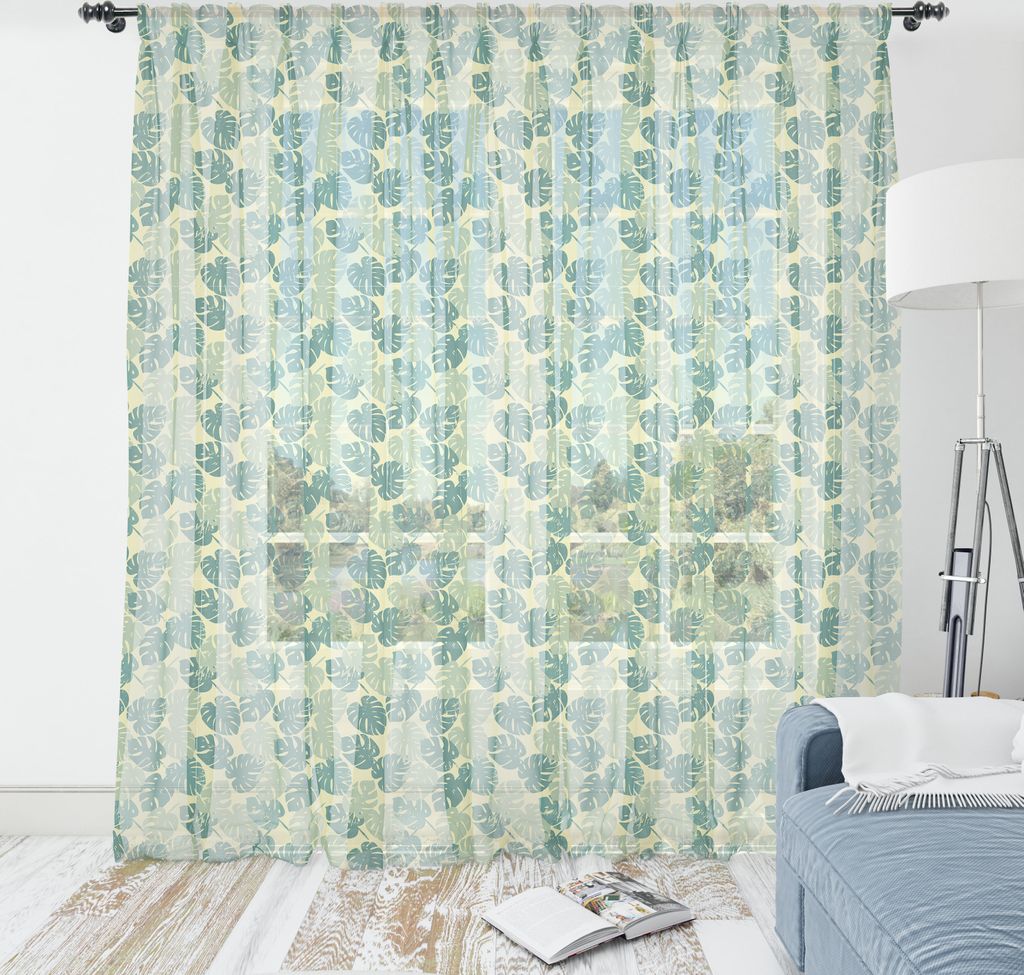 ABAKUHAUS Monstera Leaves Wandteppich, Tropische hawaiische Blätter in Exotische Töne, Wohnzimmer Schlafzimmer seidiges Satin Wandtuch, 210 cm x ...