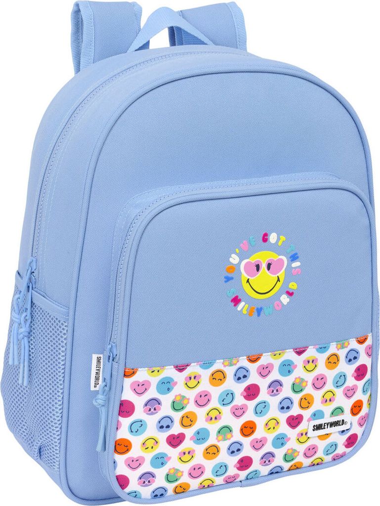 Schulrucksack Smiley Joyful Blau Bunt 32 x 38 x 12 cm