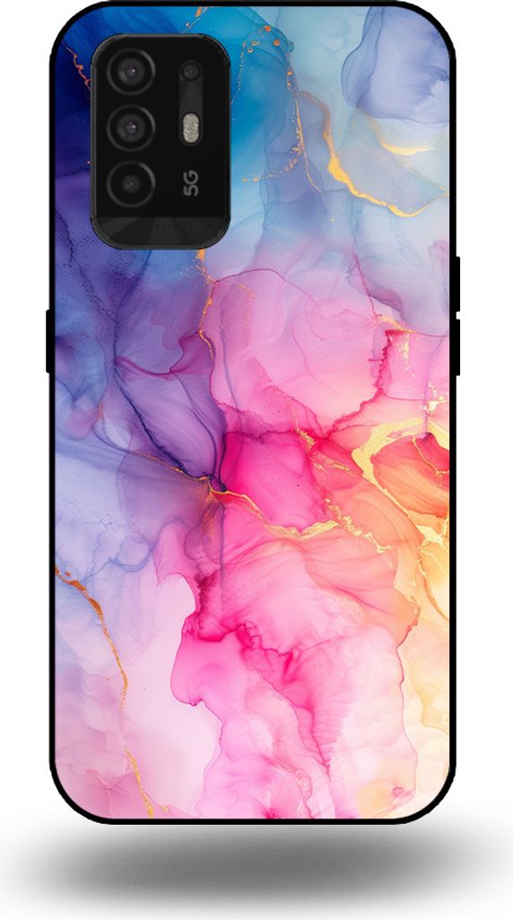 Smartphonica Handytasche passend für OPPO A94 5G mit Marmordruck - TPU Rückseitenschutzhülle Marmordesign - Regenbogen