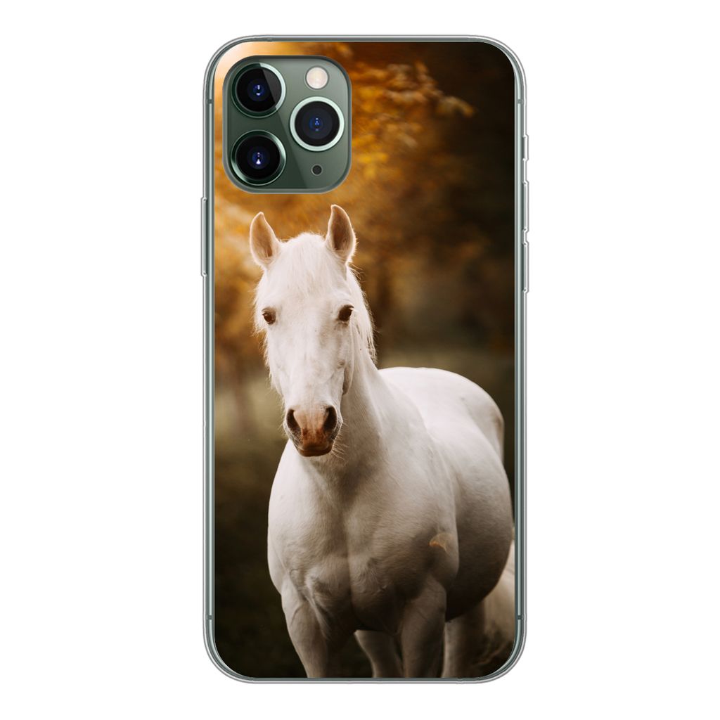 MuchoWow Handyhülle Schutzhülle Hülle für iPhone 11 Pro Pferd - Licht - Sonne Silikon Softcase Handy Hülle - Handy