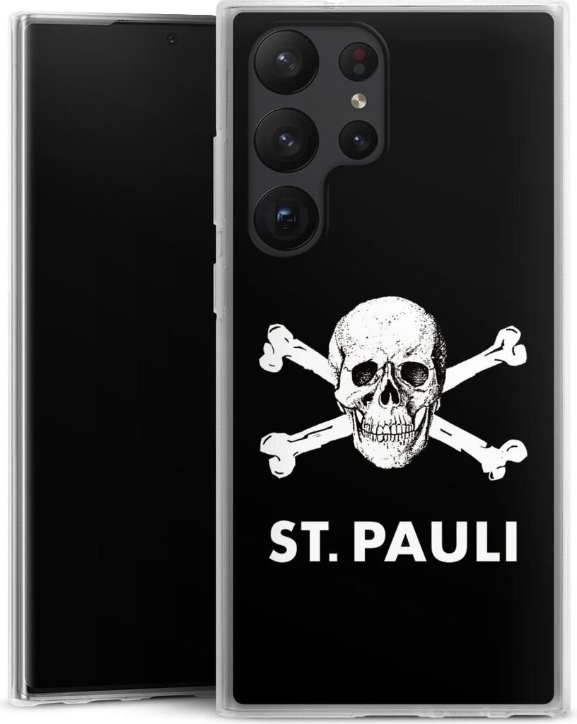 DeinDesign Handyhülle für Samsung Galaxy S23 Ultra Silikon Hülle Case Smartphone Schutzhülle FC St. Pauli Offizielles Lizenzprodukt Totenkopf