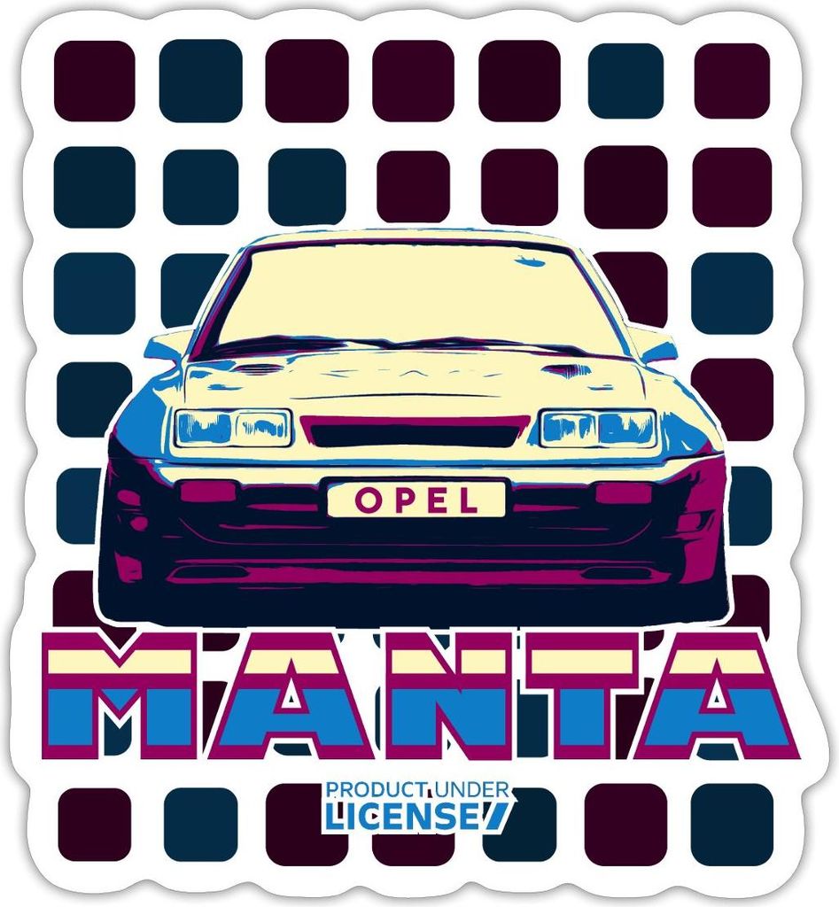 Spreadshirt Opel Manta Frontsicht Cooles 80er Design Sticker Aufkleber, 10 x 10 cm, Mattweiß