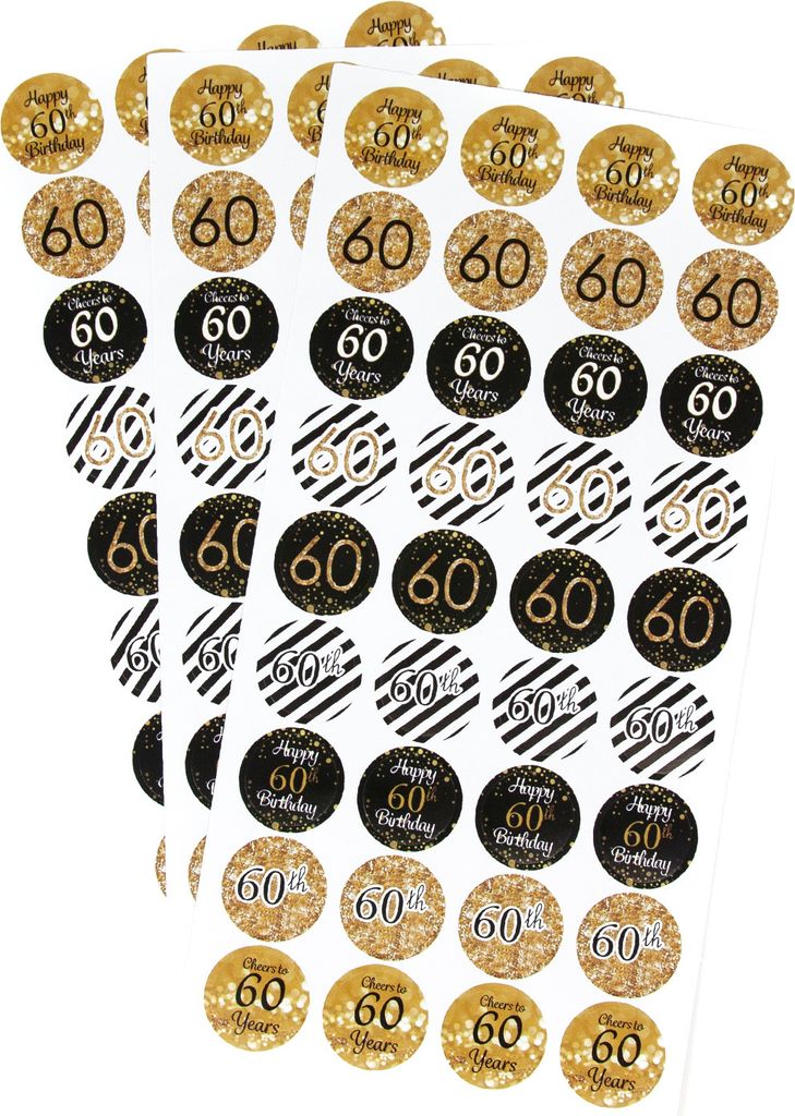 Oblique Unique 60. Geburtstag Sticker Jubiläum Deko Aufkleber 108 Stk. Geschenk Dekoration Party Geburtstagsdeko