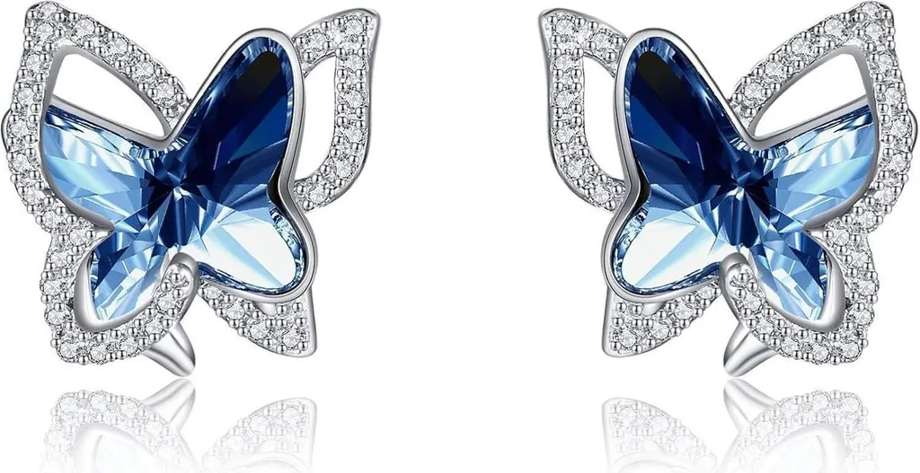 Boucles d'oreilles Papillon VONALA en Argent 925 et Cristal Étincelant