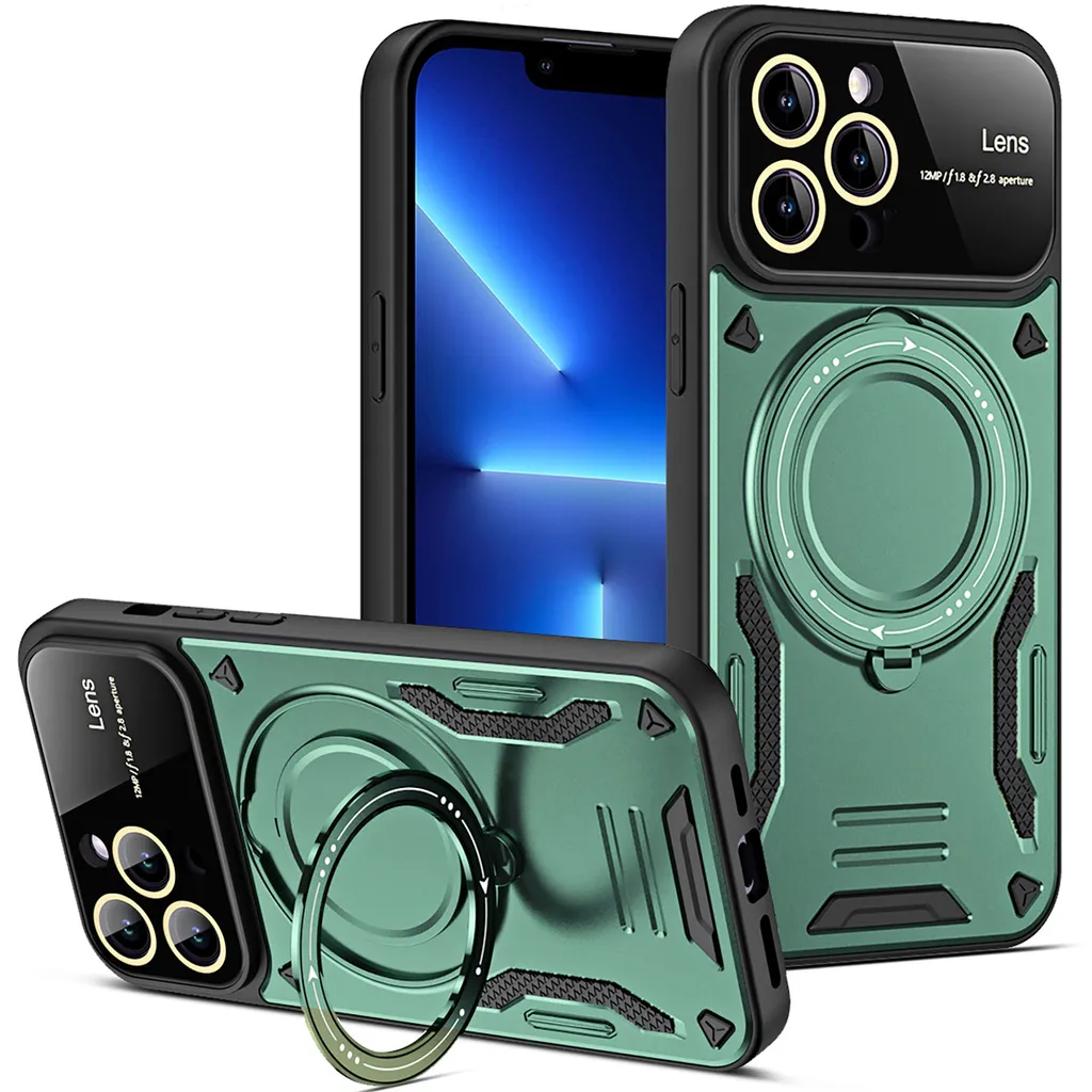 Custodia iPhone 12 / 12 Pro Protezione Militare Nera con Ring e Slide