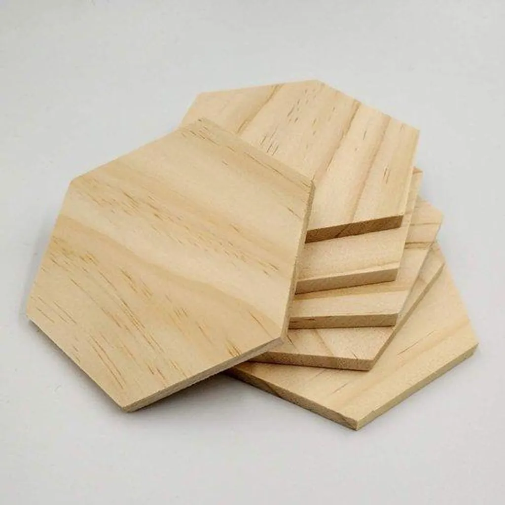Découpes en Bois Brut Hexagonales 9 cm Lot de 25 Pièces non Traitées DIY