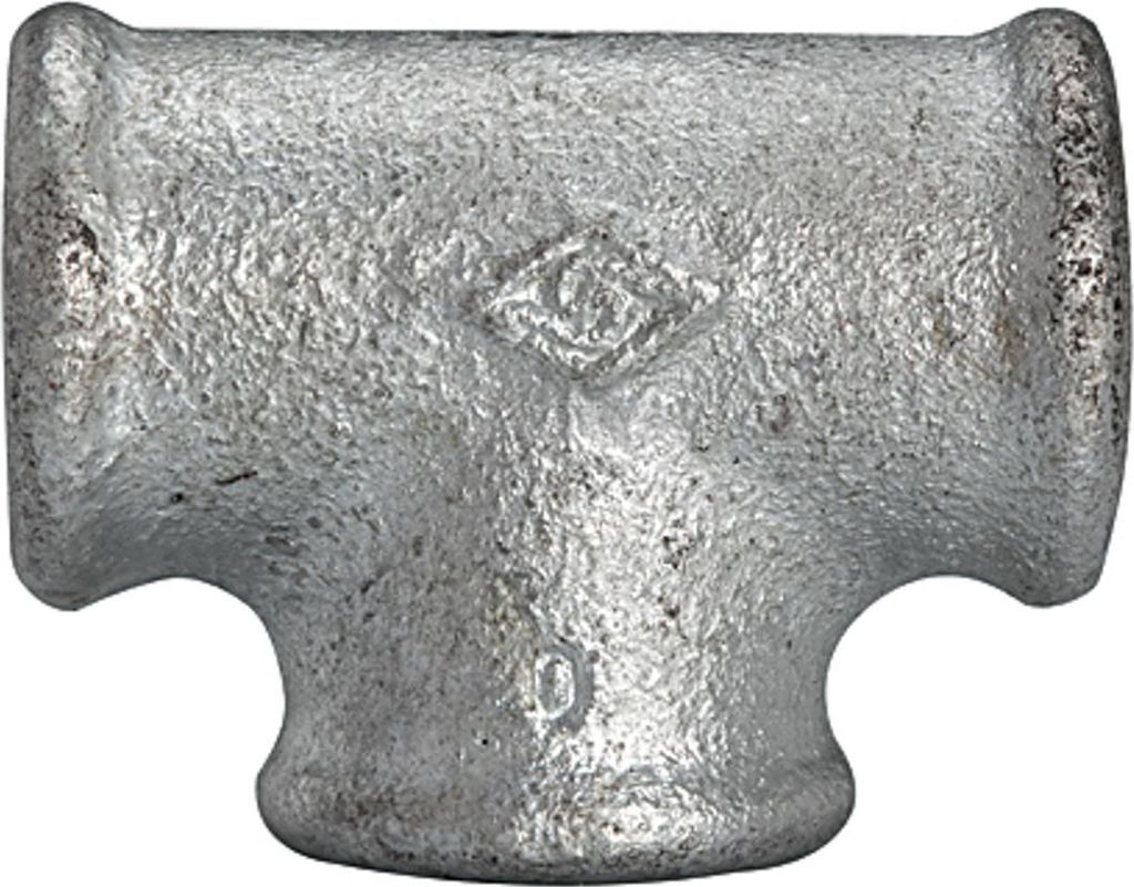 Riegler T-Stück 130, IG/IG/IG, Rp 1 1/2, schwarzer Temperguss feuerverz.